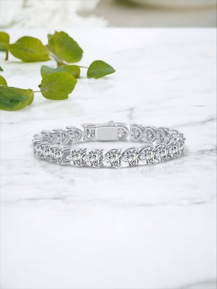 24 Carat Moissanite 925 Sterling Silver Heart Bracelet