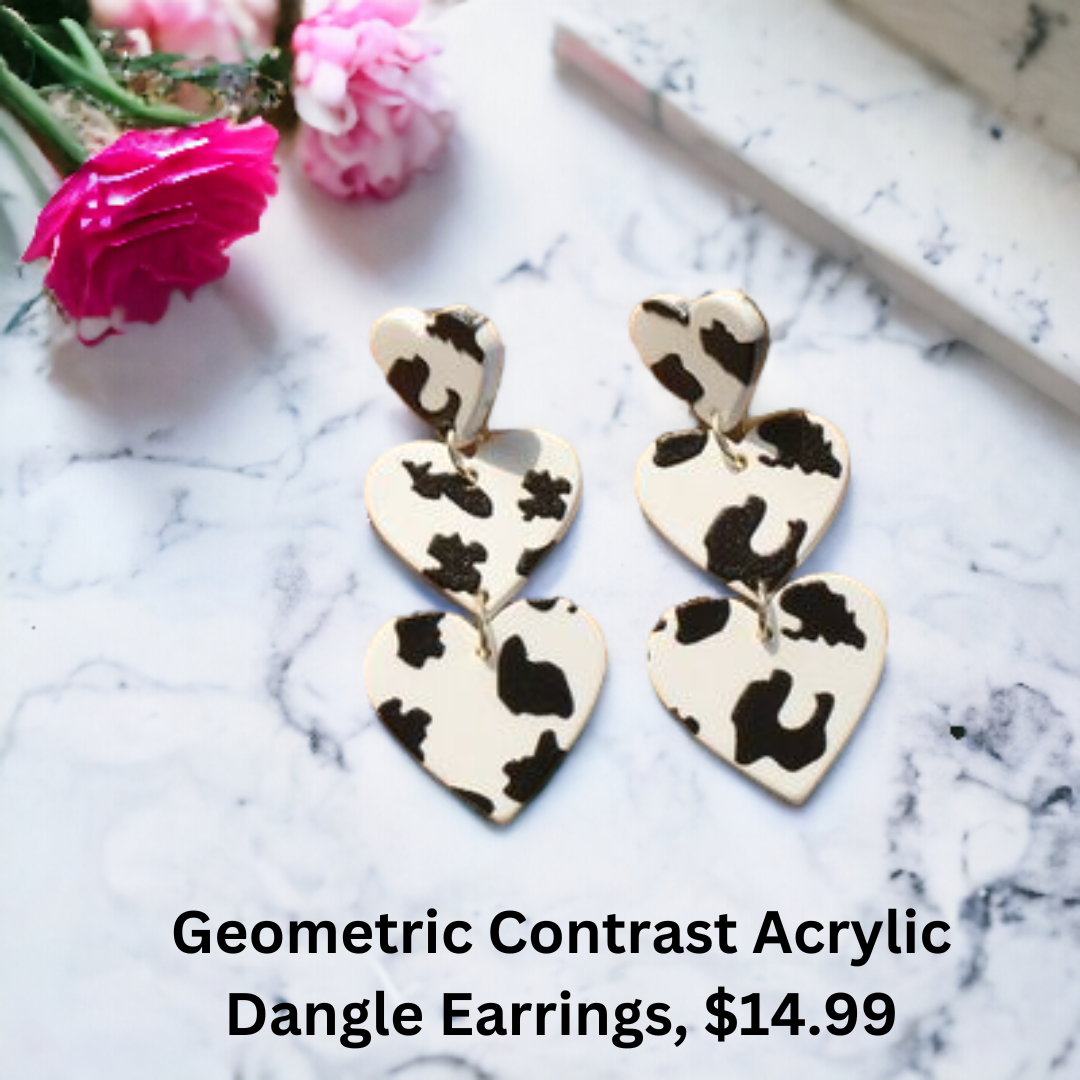 Geometric Contrast Acrylic Dangle Earrings