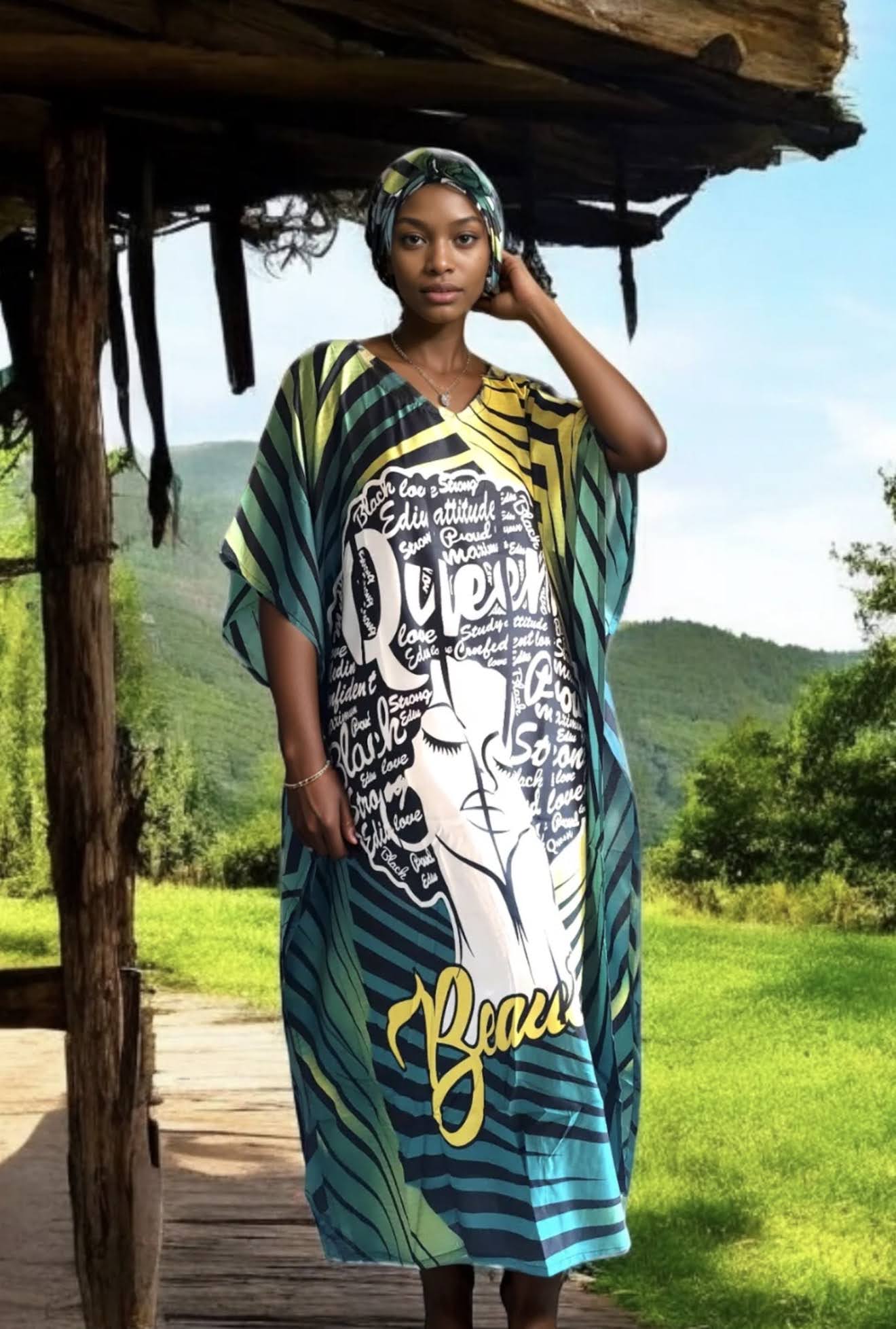 Women Afro Print Kaftan Dress
