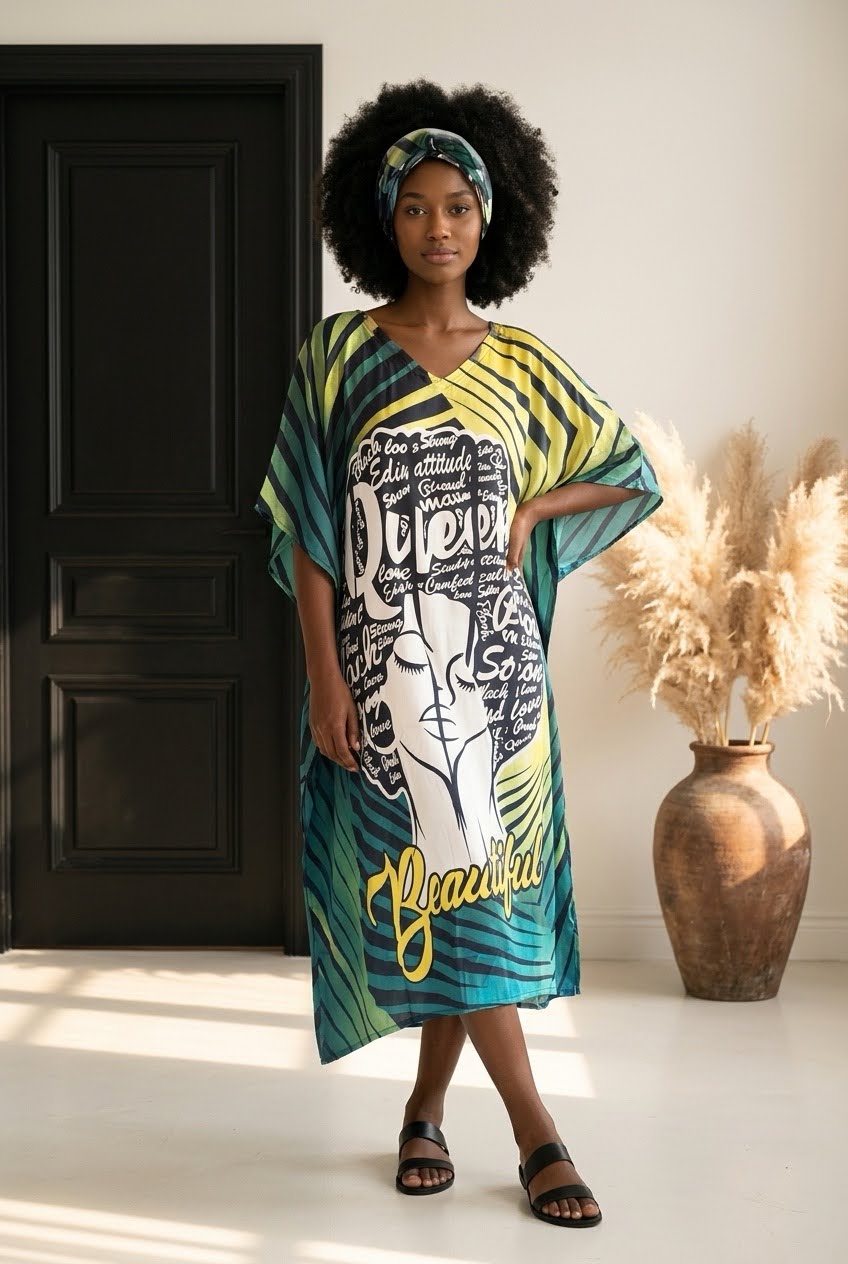 Women Afro Print Kaftan Dress