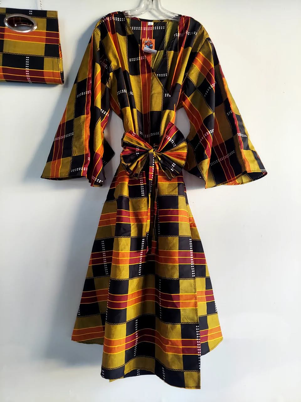 Combo Long Wrap Dress + Pocketbook Set