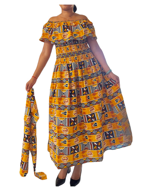 Long Tube Maxi Dress- Mud with Head Wrap (free size)