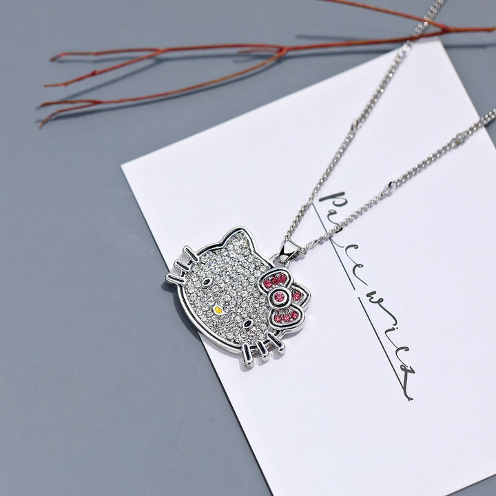 HELLO Kitty Sanrio Necklace Silver Color Pendant