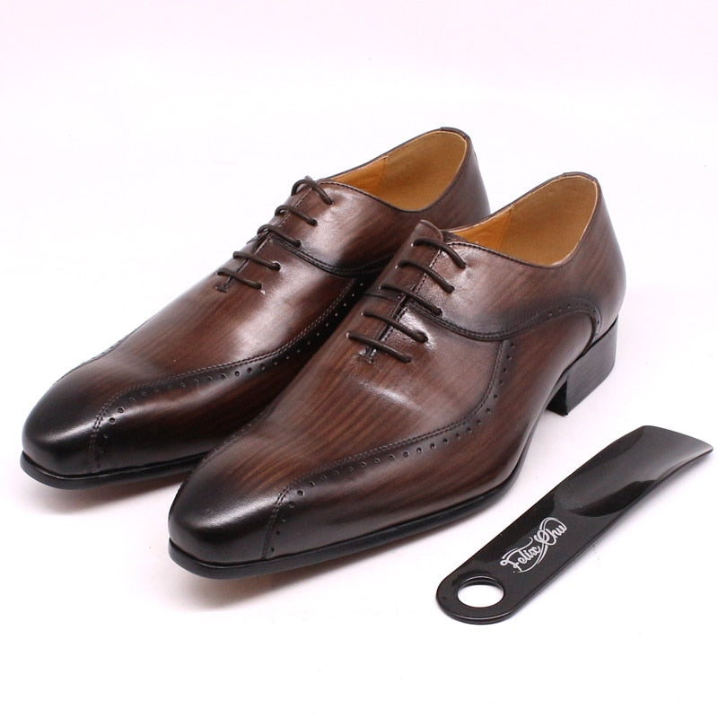 Mens Formal Leather Luxury Poined Oxford Shoes