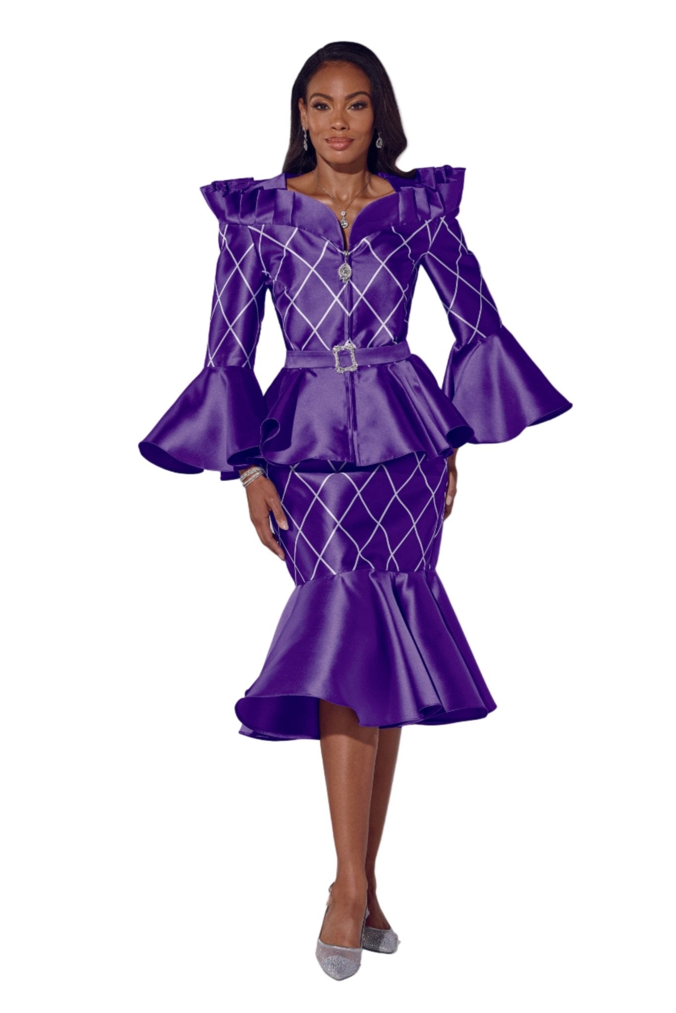 Trendy Trellis Peplum Suit by EY Boutique