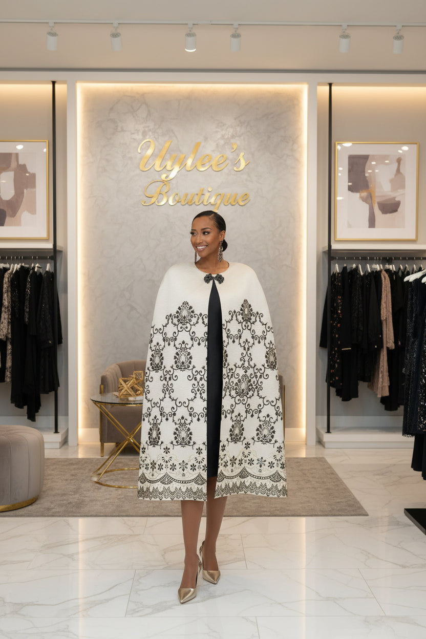 Queen's Court Cape Suit by Lisa Rene Black Label