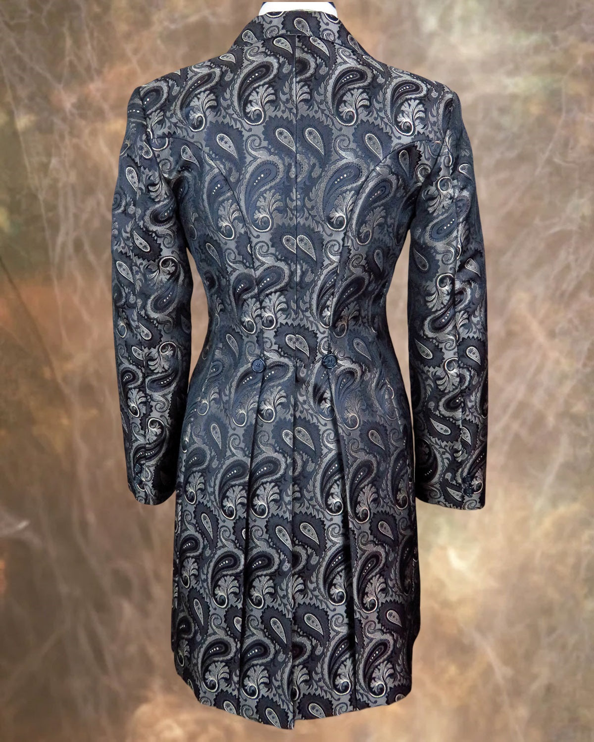 Women's Brown Paisley Brocade Tailored Frock Coat