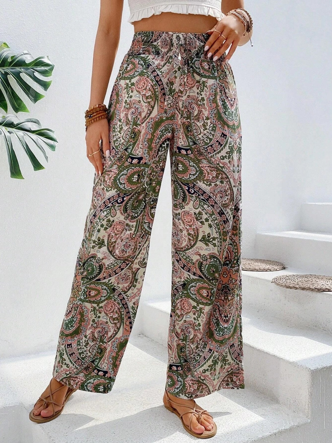 Printed Wide Leg Pants - Two Color Patterns