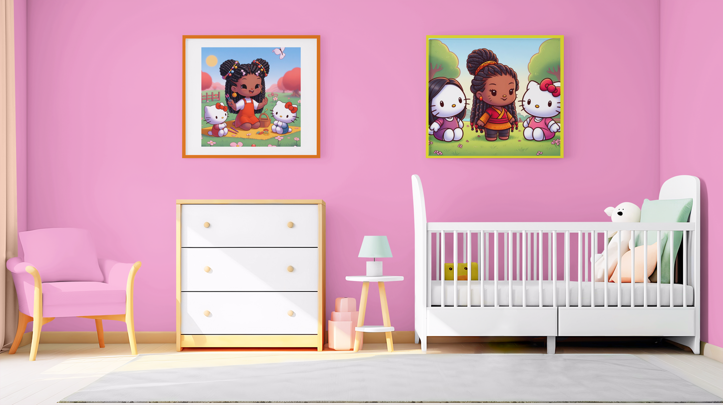 DIGITAL DOWNLOAD: African American Hello Kitty with Braids