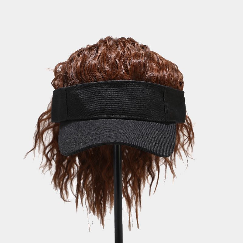 Baseball Cap with Curly Wig Attached