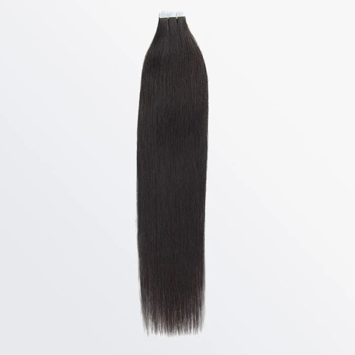 Premium Quality Straight Tape In Remy Hair Extensions #1B Natural Black