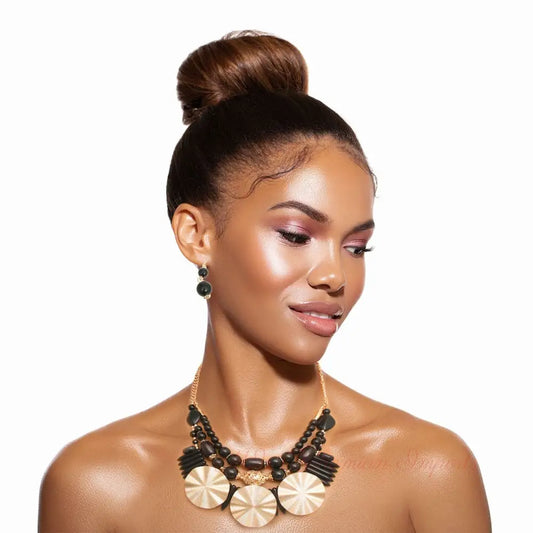 Black Acrylic Bead and Gold Set