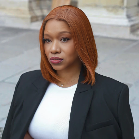 10 Inches 4x4 Beginner Friendly Sugar Maple Glueless Mid Part Bob Lace Closure Wig-100% Human Hair