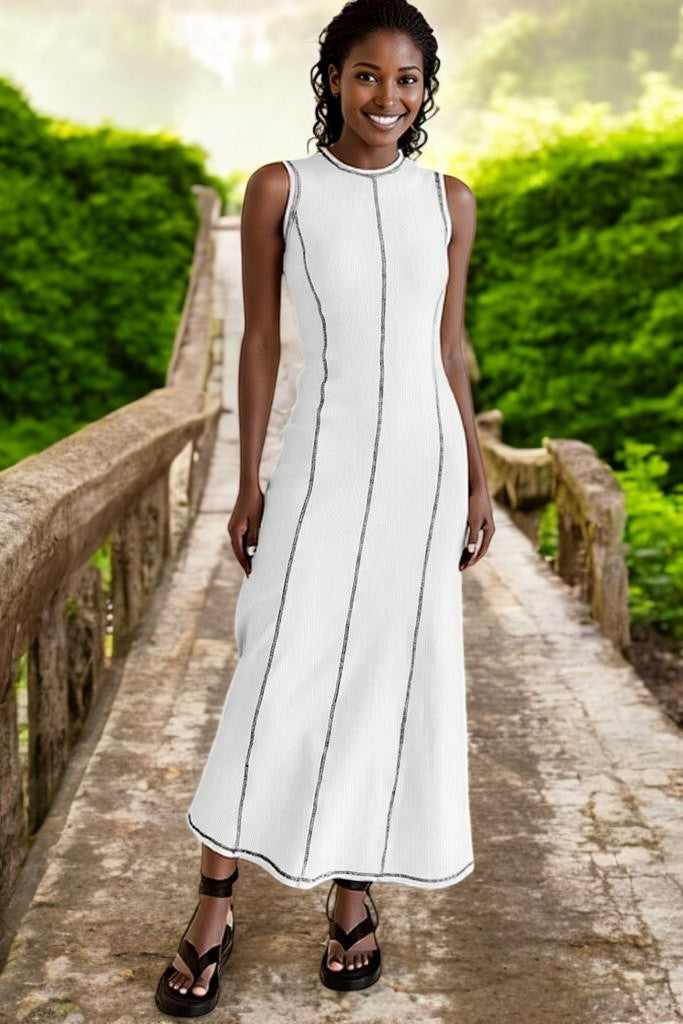 Contrast Stitching Maxi Tank Dress