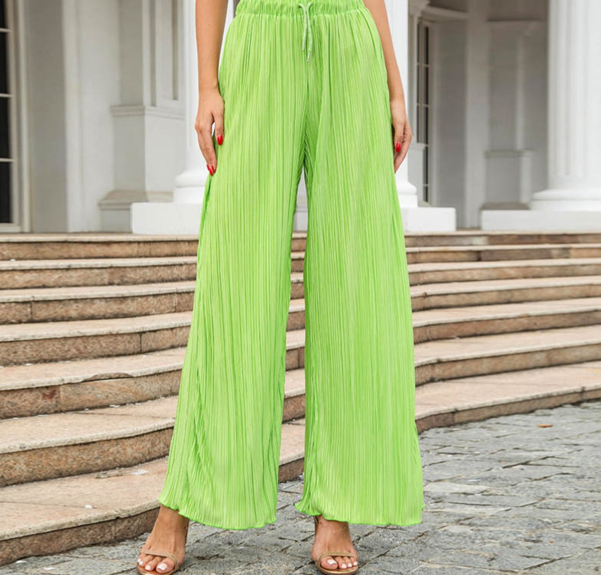 Drawstring Wide Leg Pants - Four Color Choices