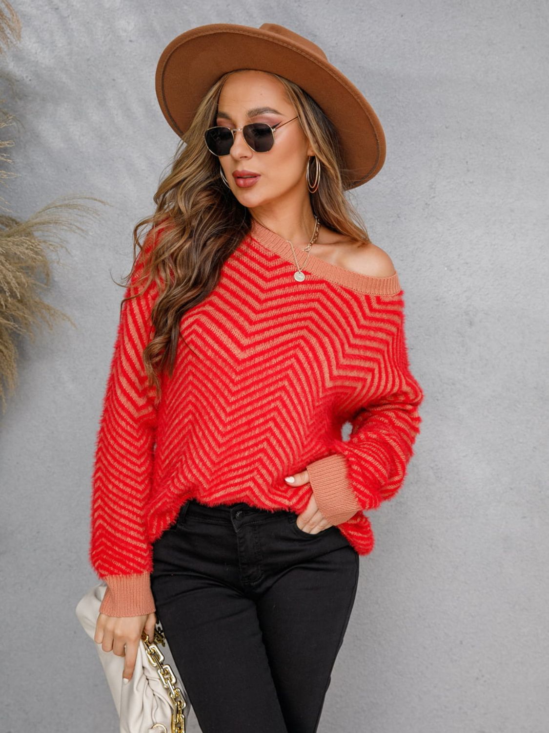 Angel Wings Round Neck Long Sleeve Sweater