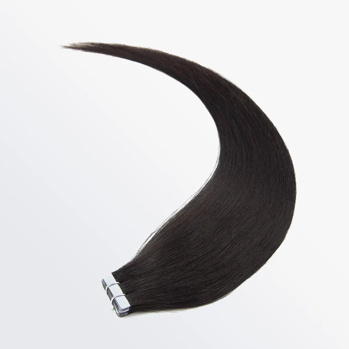 Premium Quality Straight Tape In Remy Hair Extensions #1B Natural Black