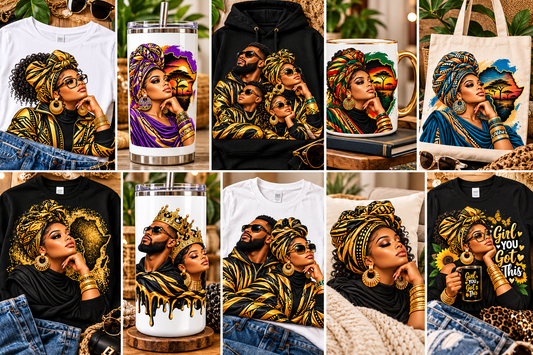 Black Culture PNG Bundle | African American & African Inspired Sublimation Designs - 10 images