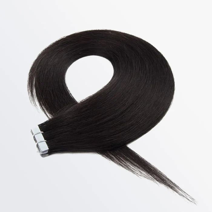 Premium Quality Straight Tape In Remy Hair Extensions #1B Natural Black