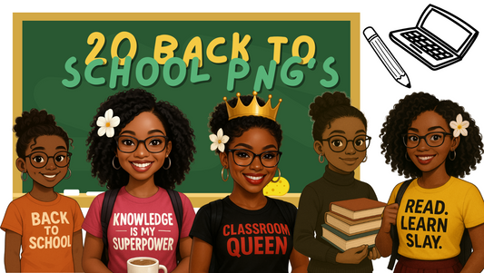 Back to School PNG Bundle | African American Girl Clipart | Coffee Mug & T-Shirt | 20 PNG Digital Download for Stickers, Journals and More