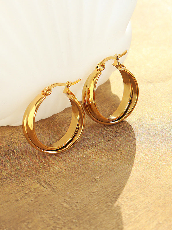 18K Gold-Plated Titanium Steel Huggie Earrings