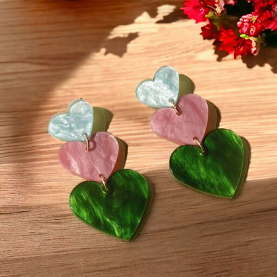 Acrylic Heart Dangle Earrings