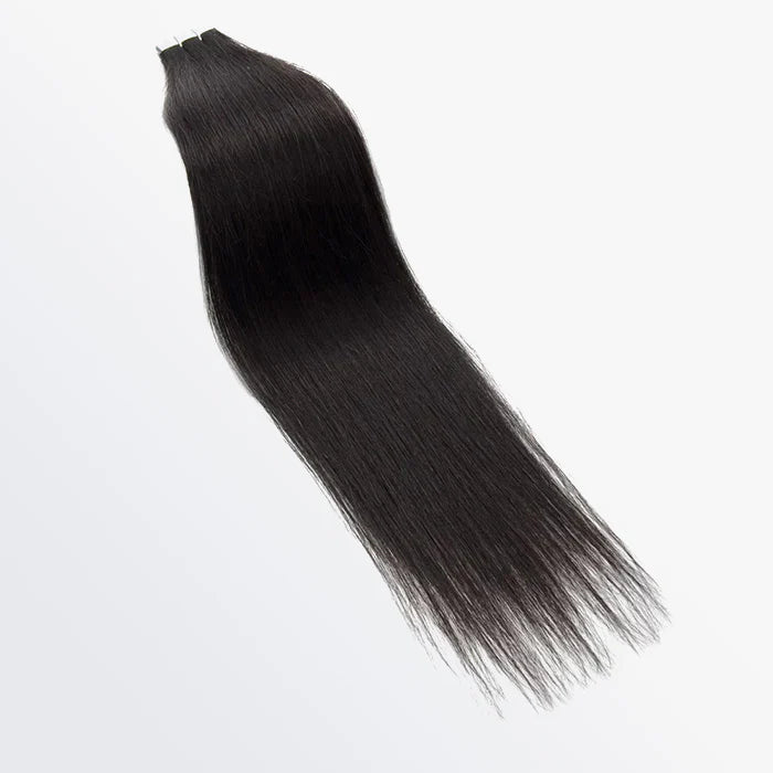 Premium Quality Straight Tape In Remy Hair Extensions #1B Natural Black