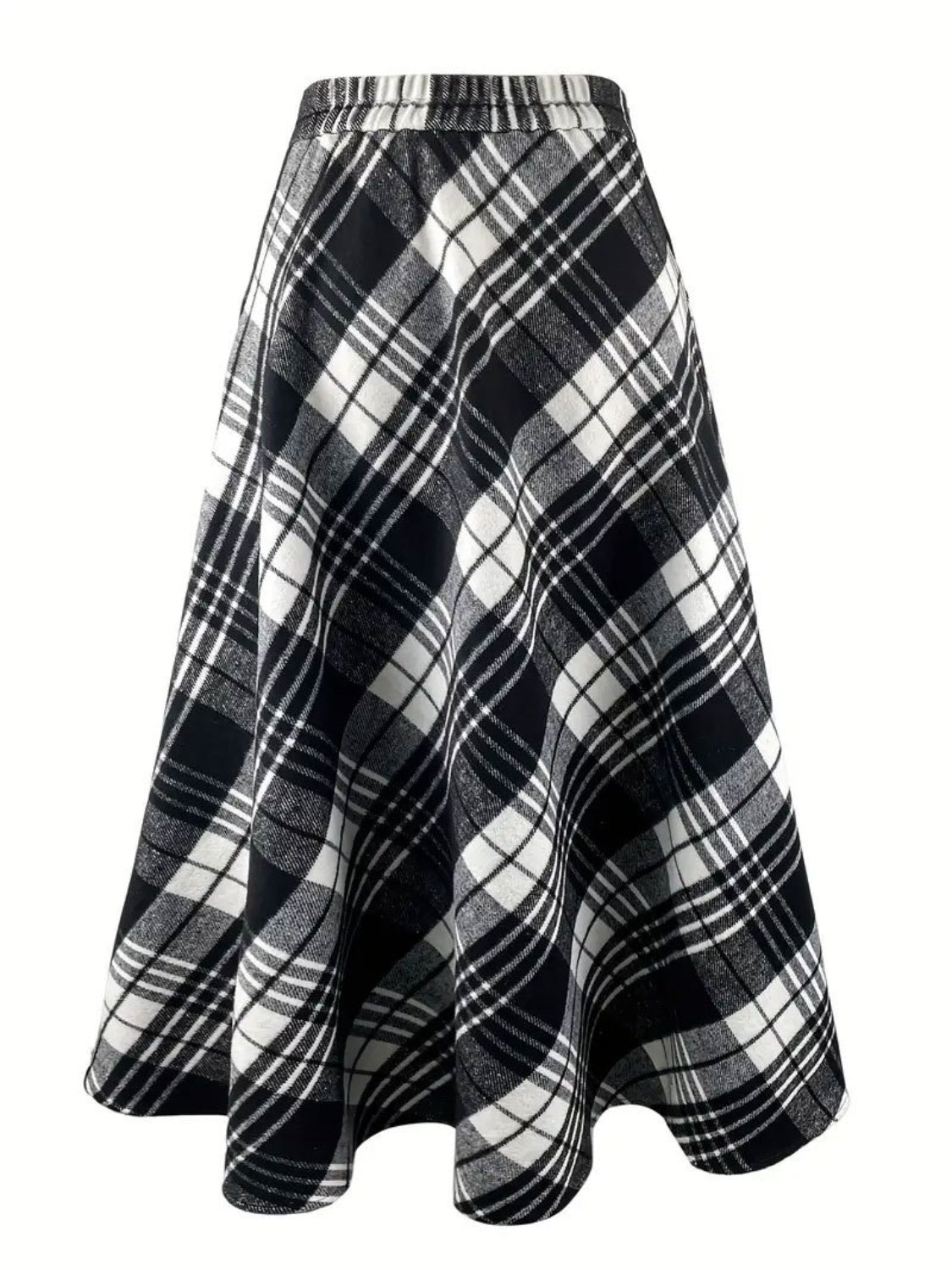 Plaid Midi Skirt with Pockets, Small - 2XLarge