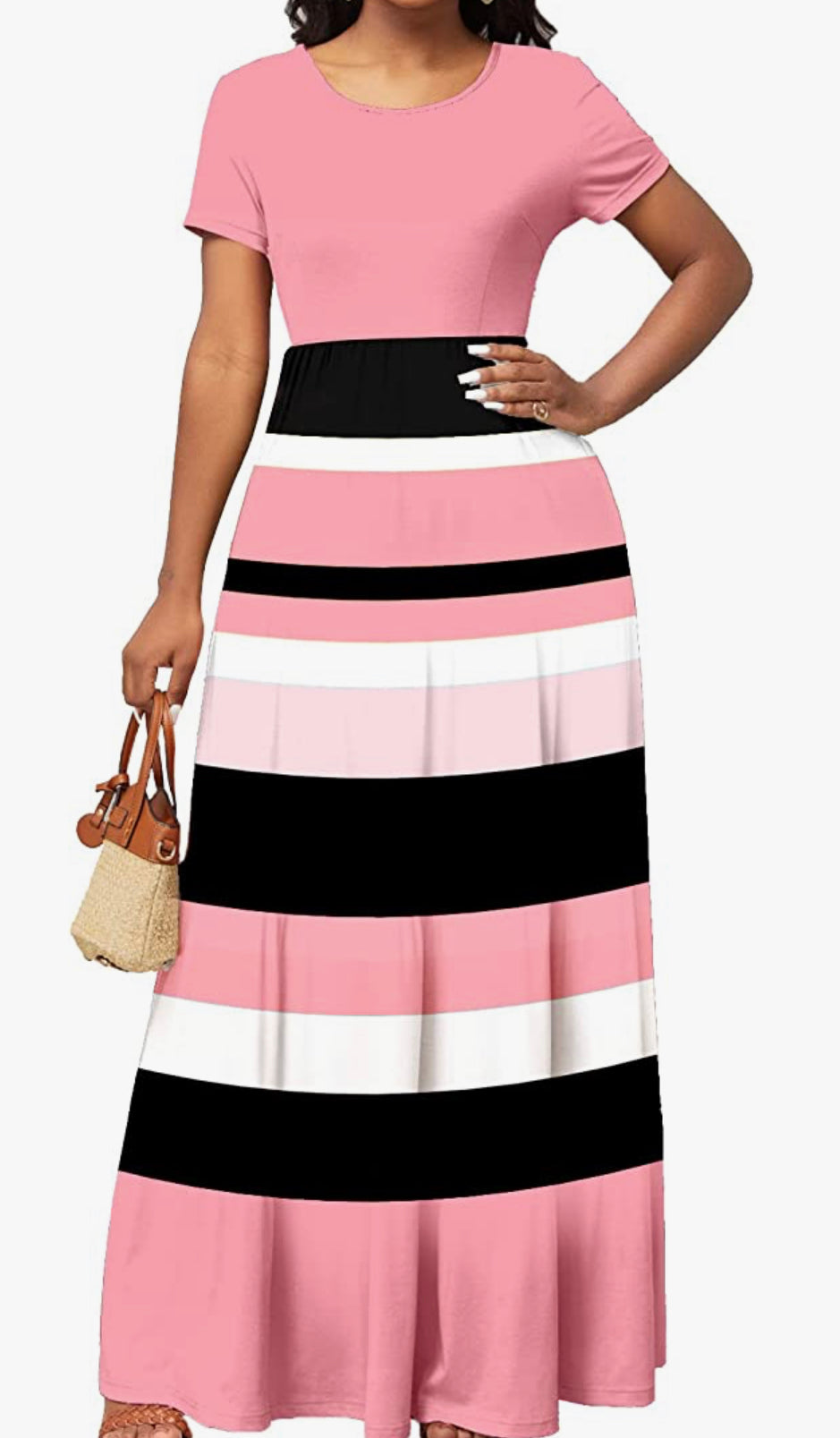 DISCONTINUED: Color Block Full Length Maxi Dress, Sizes Small - 3XLarge