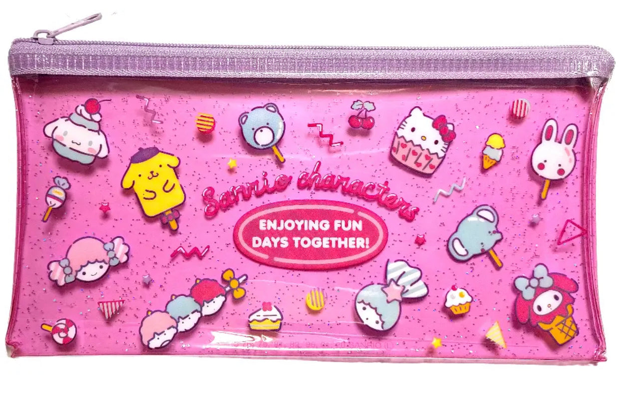 Kawaii Sanrio Glitter Slim Pouch - Character Mix