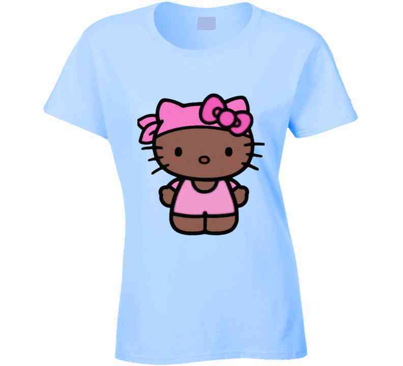 アフリカ系アメリカ人のキティがピンクのバンダナにインスパイアされたレディース T シャツ