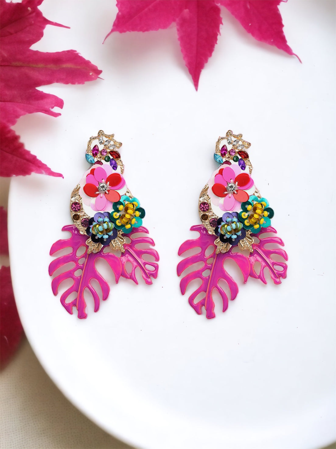 SOLD OUT - RESTOCKING: Leaf & Flower Shape Zinc Alloy Dangle Earrings