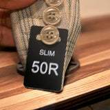 Khaki & Black Glen Plaid Three Piece Peak Lapel Ticket Pocket Suit, 50R / 44W Slim