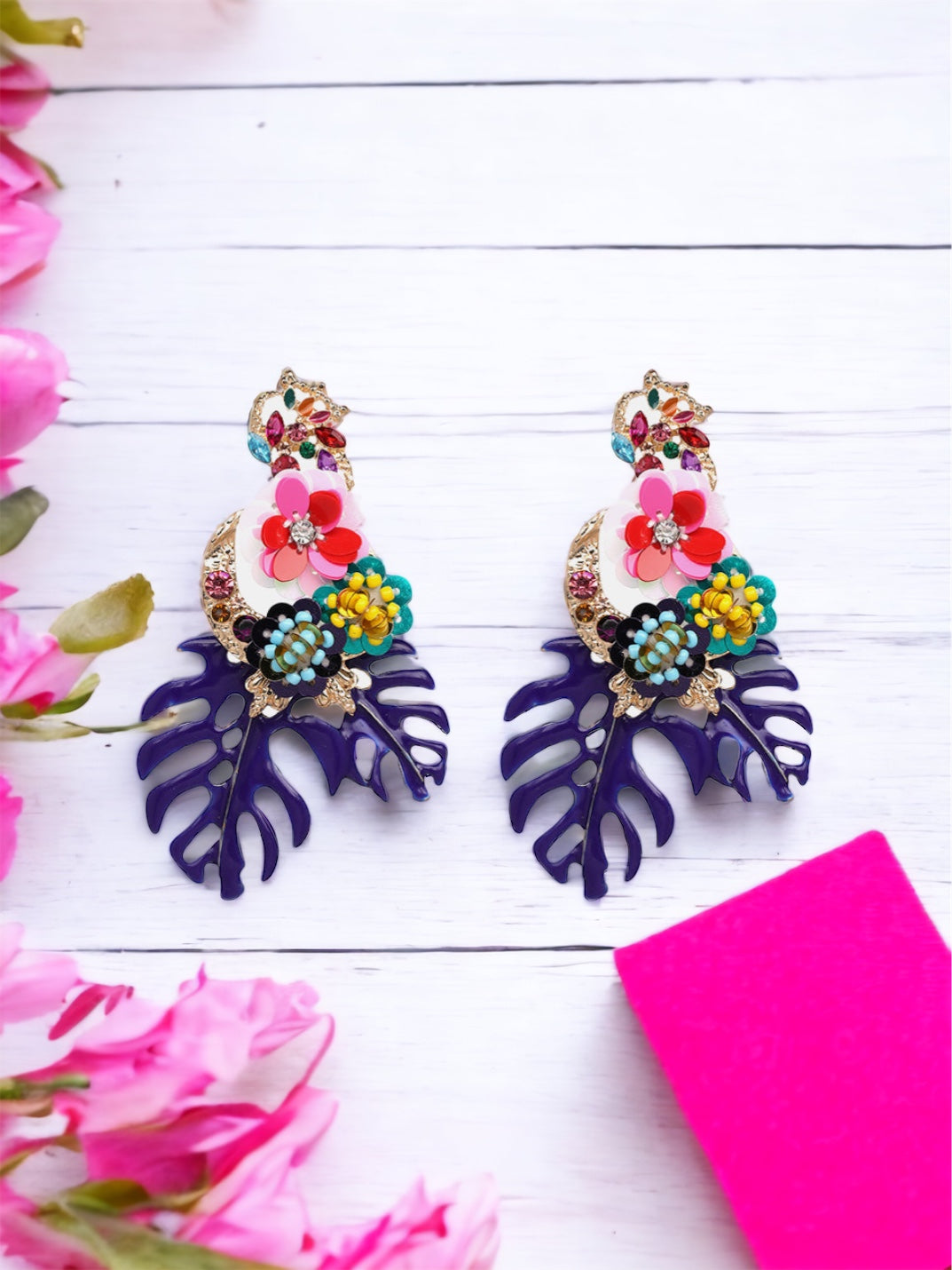 SOLD OUT - RESTOCKING: Leaf & Flower Shape Zinc Alloy Dangle Earrings