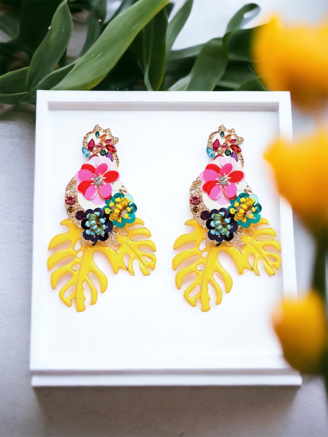 SOLD OUT - RESTOCKING: Leaf & Flower Shape Zinc Alloy Dangle Earrings