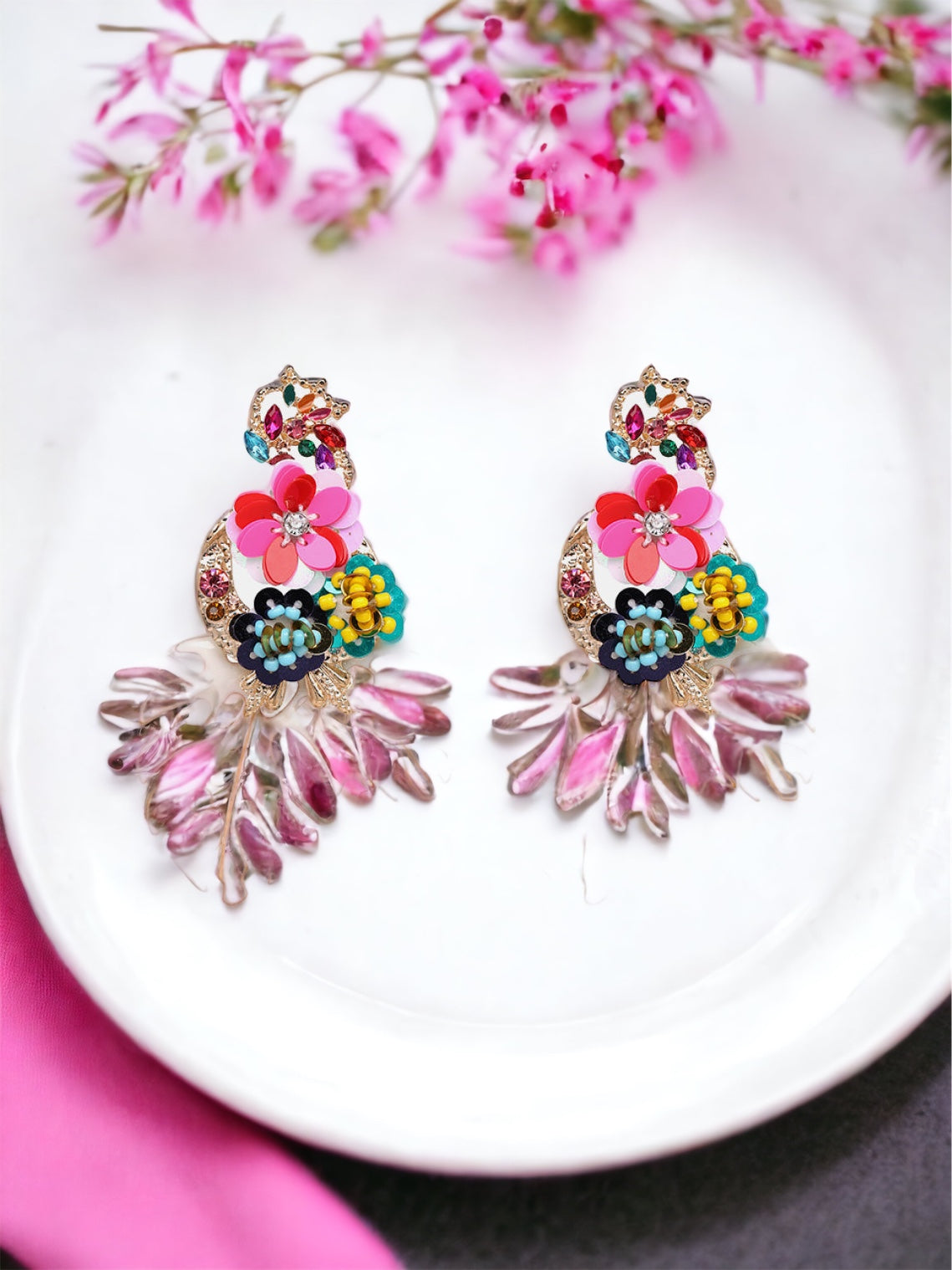 SOLD OUT - RESTOCKING: Leaf & Flower Shape Zinc Alloy Dangle Earrings