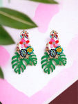 Leaf & Flower Shape Zinc Alloy Dangle Earrings