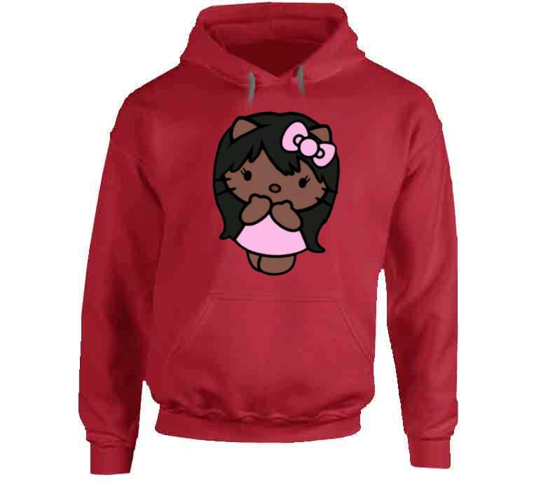 African American Kitty Inspired With Pink Ribbon Ladies T Shirt