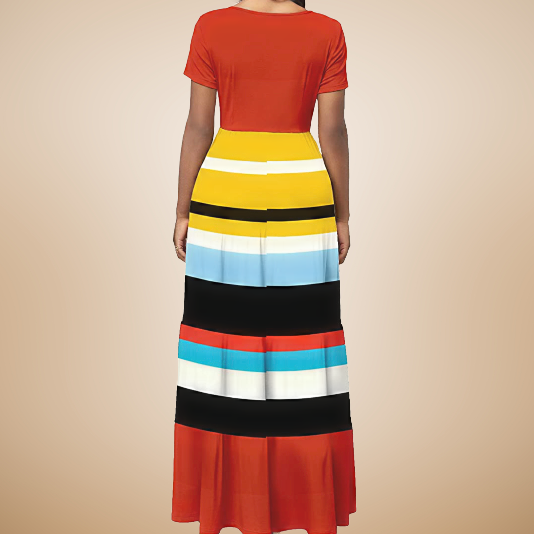 DISCONTINUED: Color Block Full Length Maxi Dress, Sizes Small - 3XLarge