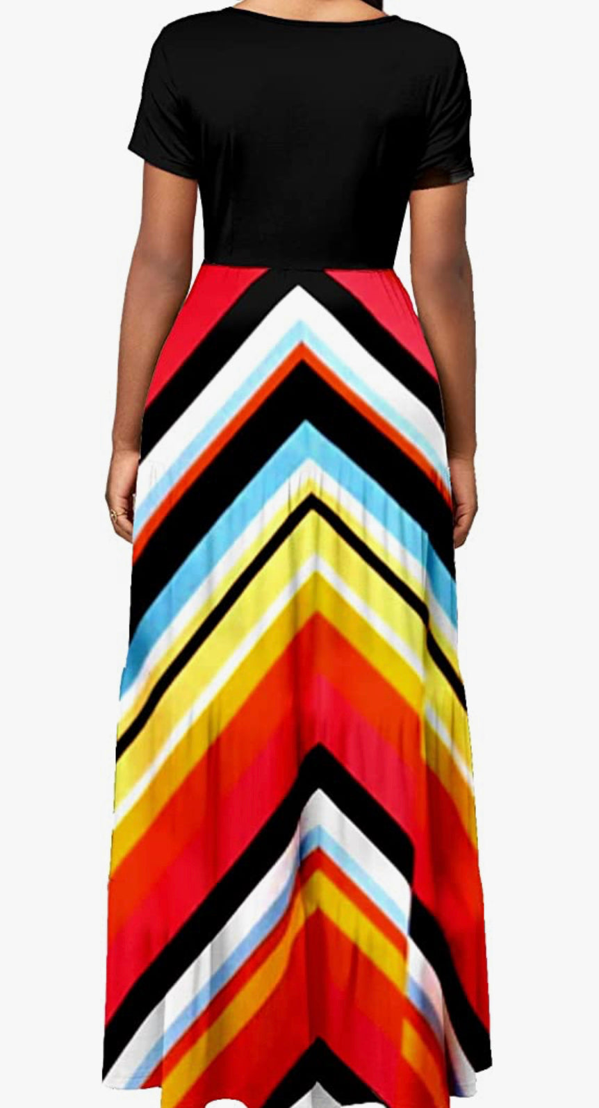 DISCONTINUED: Color Block Full Length Maxi Dress, Sizes Small - 3XLarge