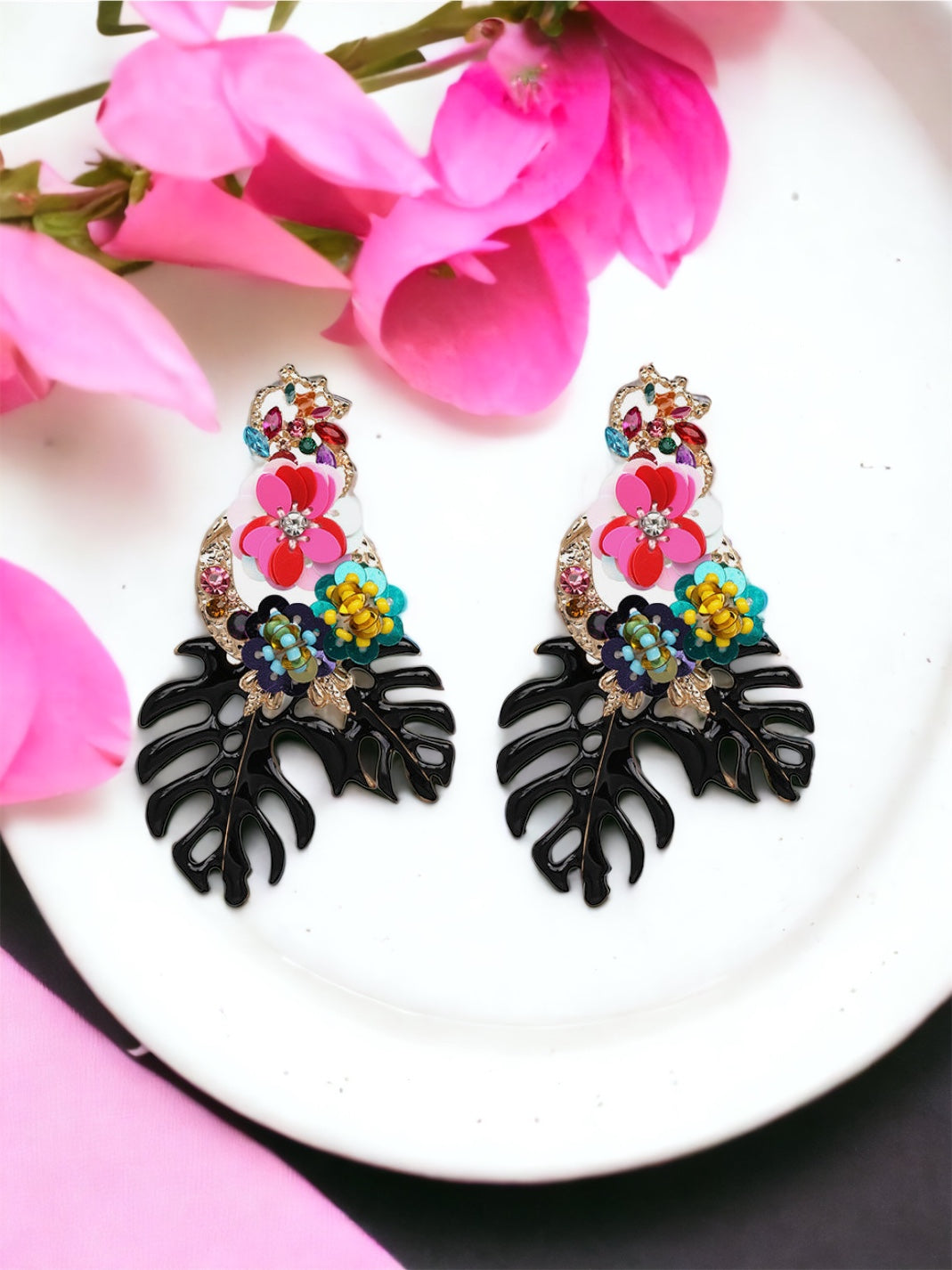 SOLD OUT - RESTOCKING: Leaf & Flower Shape Zinc Alloy Dangle Earrings