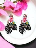 Leaf & Flower Shape Zinc Alloy Dangle Earrings
