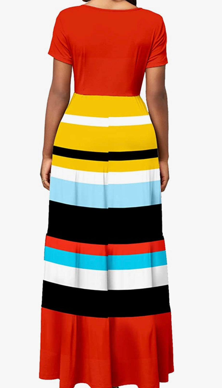 DISCONTINUED: Color Block Full Length Maxi Dress, Sizes Small - 3XLarge