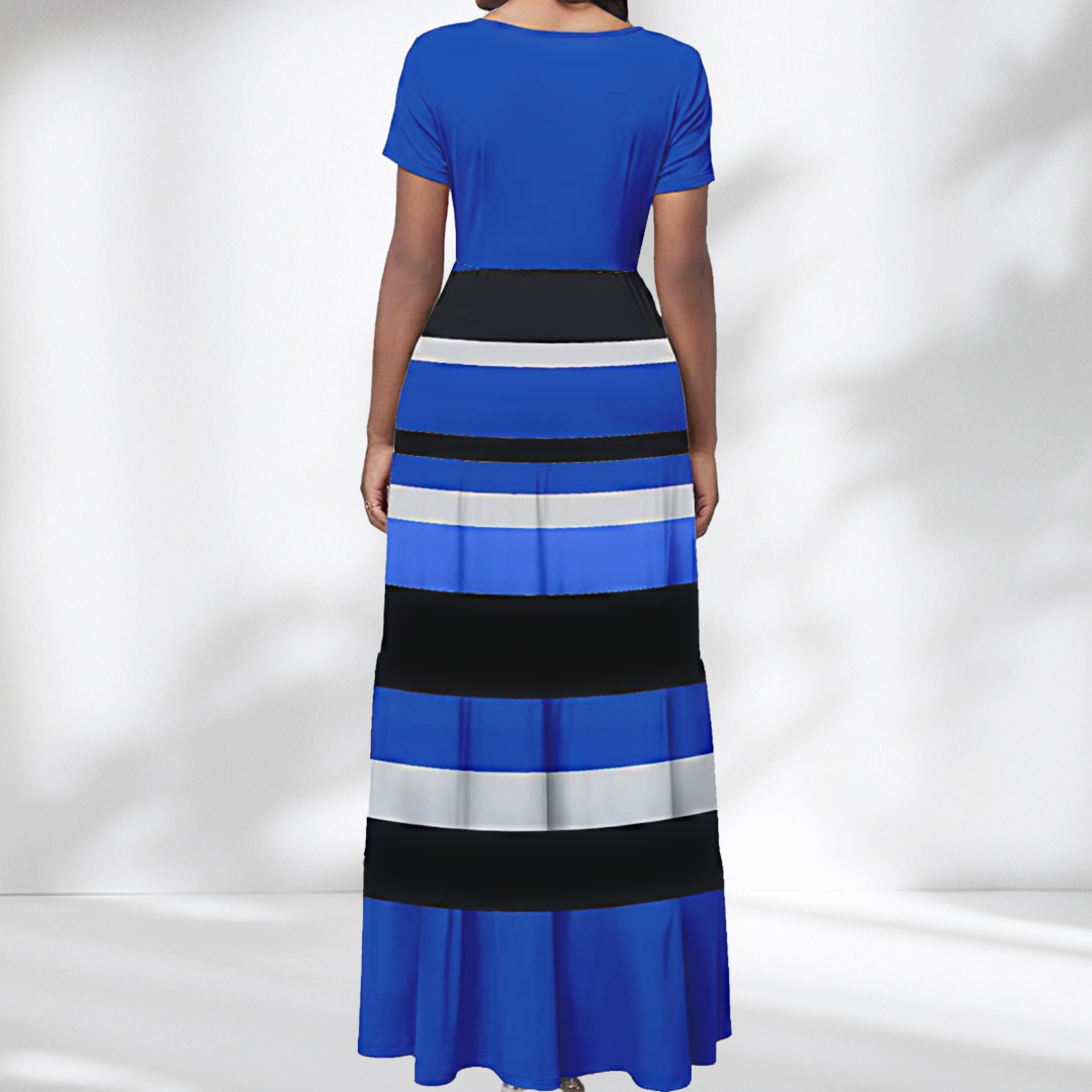 DISCONTINUED: Color Block Full Length Maxi Dress, Sizes Small - 3XLarge