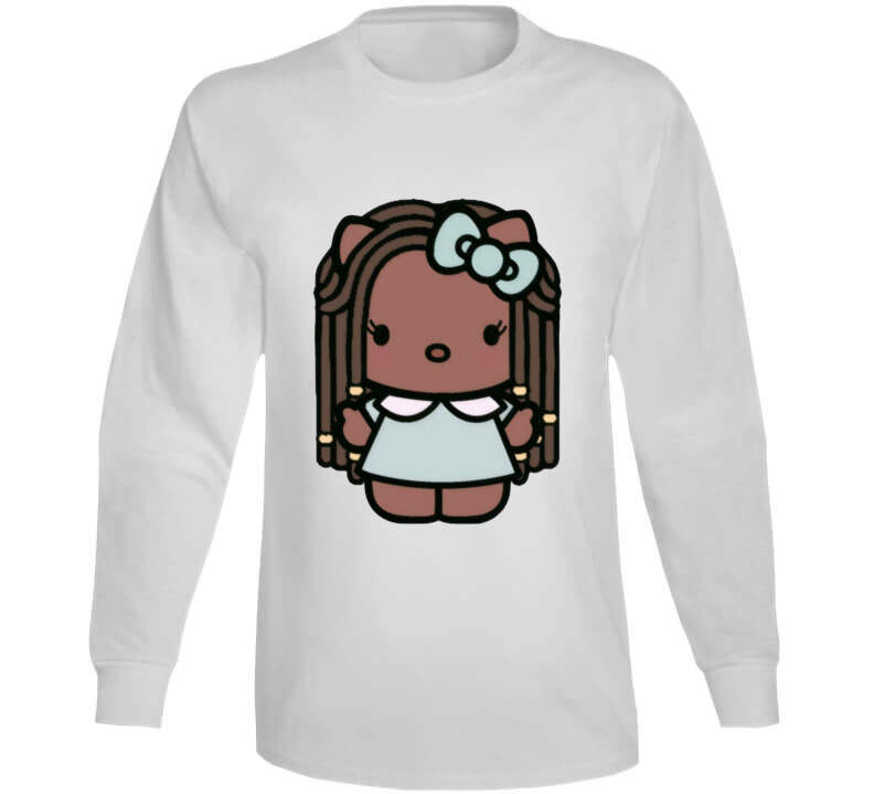 African American Kitty Inspired With Braids Ladies T Shirt