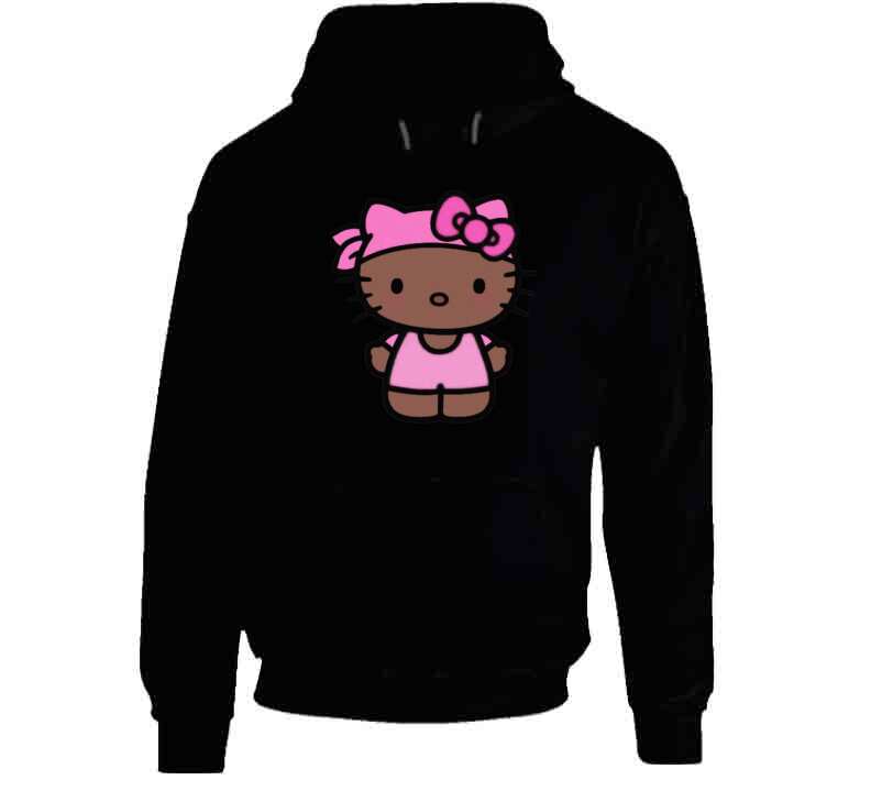 African American Kitty Inspired With Pink Bandana Ladies T Shirt