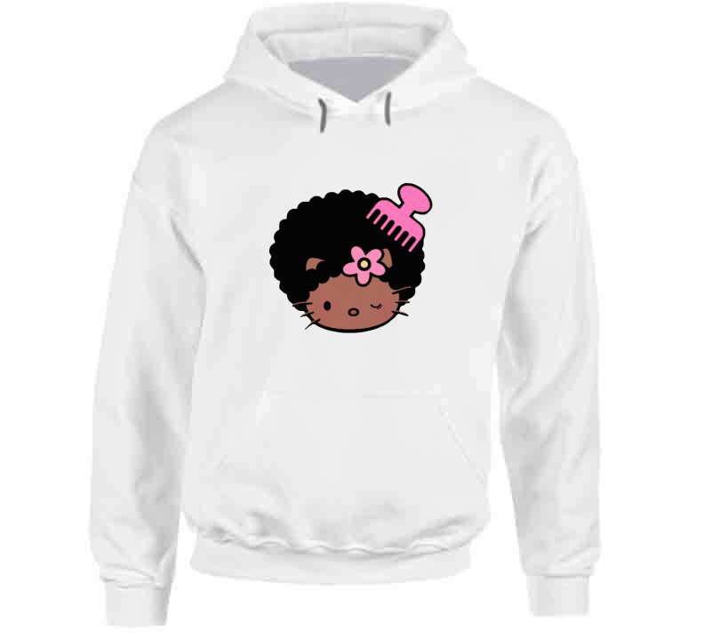 African American Kitty Inspired With Hair Pick Ladies T Shirt