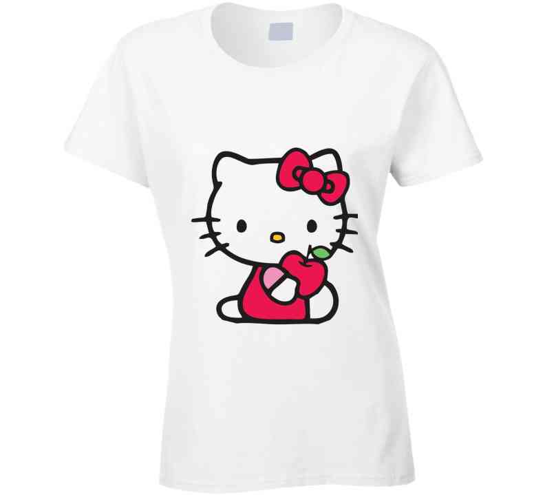 Hello Kitty Inspired With Apple Ladies T Shirt
