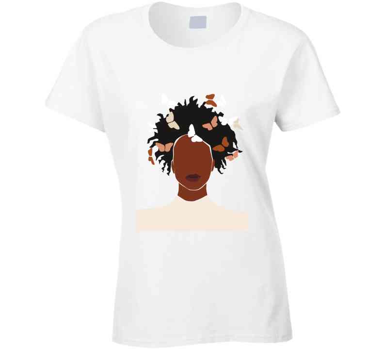 Butterfly Afro Ladies T Shirt