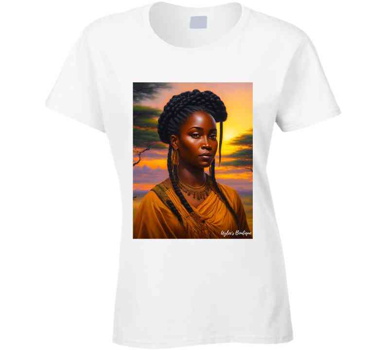 African Sunset Portrait Ladies T Shirt